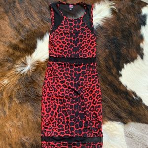 2B Bebe red and black leopard dress